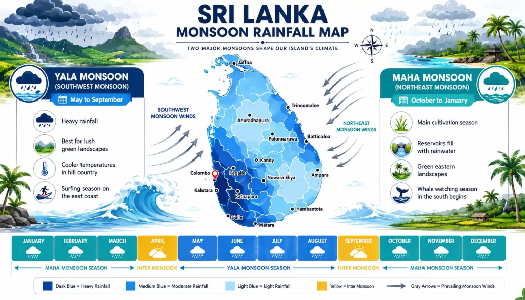 Sri Lanka monsoon season dates - Yala and Maha monsoons explained