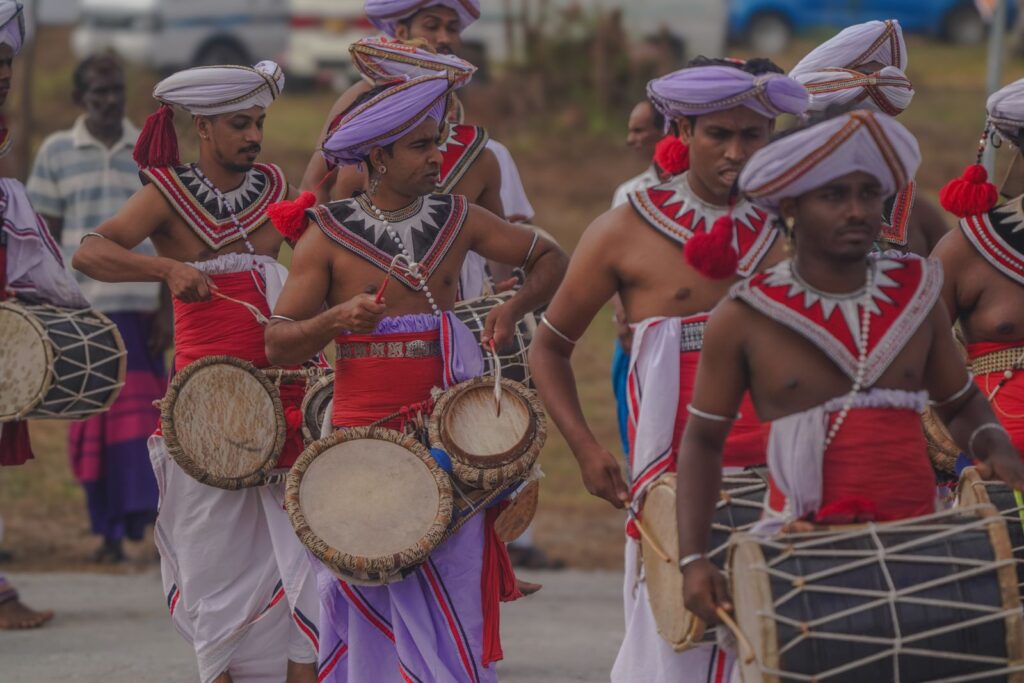 Kandy Perahera schedule - traditional Sri Lankan drummers in the Kandy Perahera procession